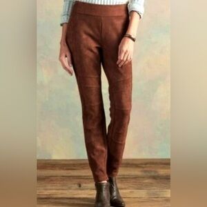 Sundance Pants Women Size 14 Luxe Dreams Faux Suede Brown Moto Ankle Zipper